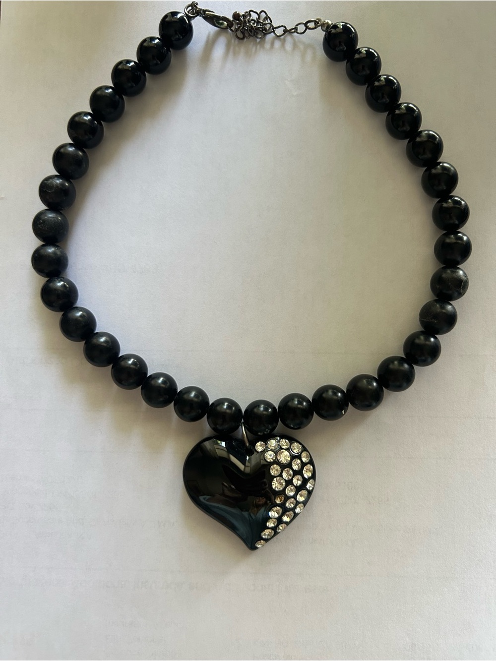 Black Onyx Pendant Beaded Necklace